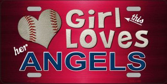 This Girl Loves Her Angels Novelty Metal License Plate