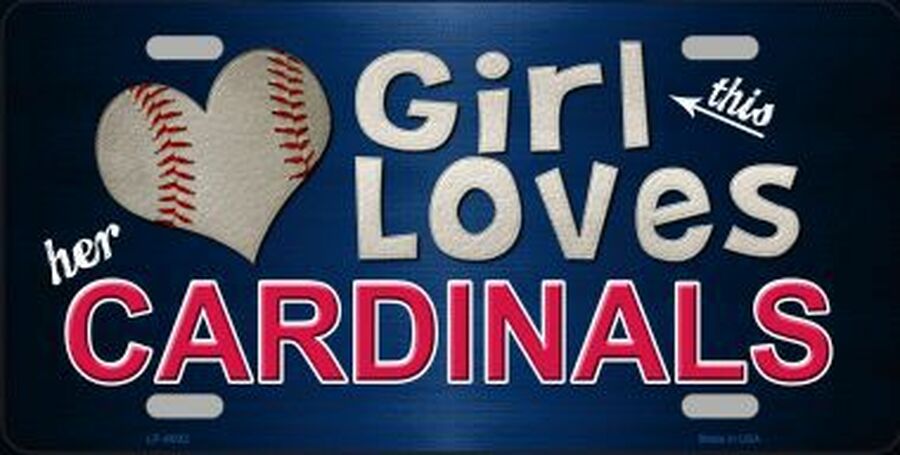 This Girl Loves Her Cardinals Fan Novelty Souvenir Metal License Plate