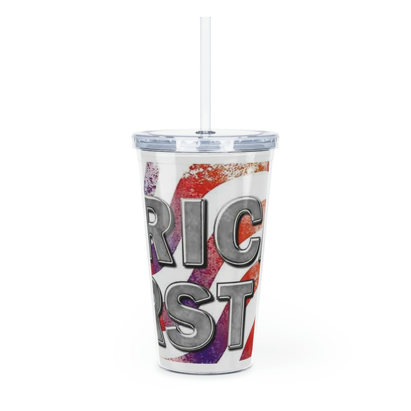 America First Plastic Tumbler with Straw