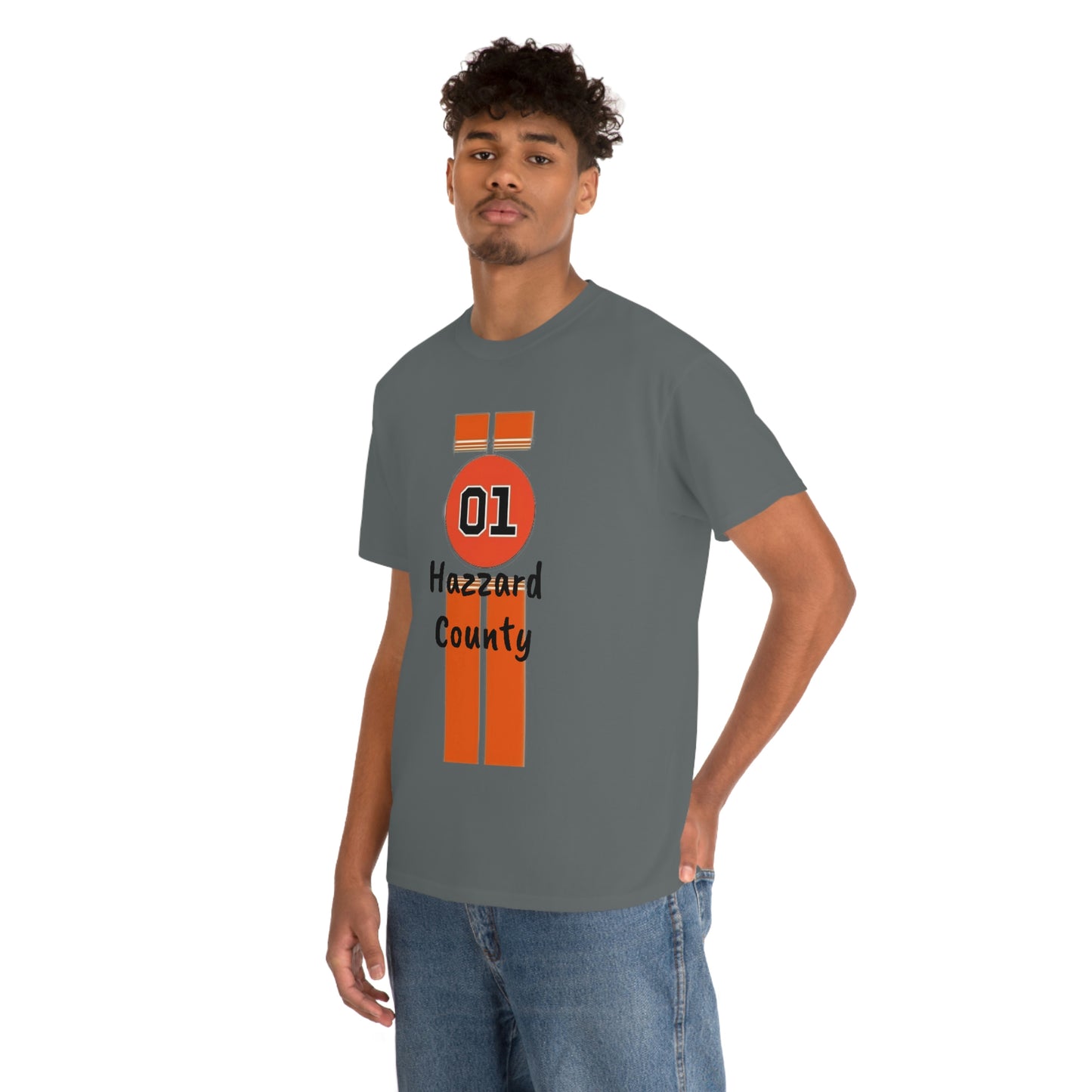 Hazzard County General Lee Racing Stripes Heavy Cotton Tee