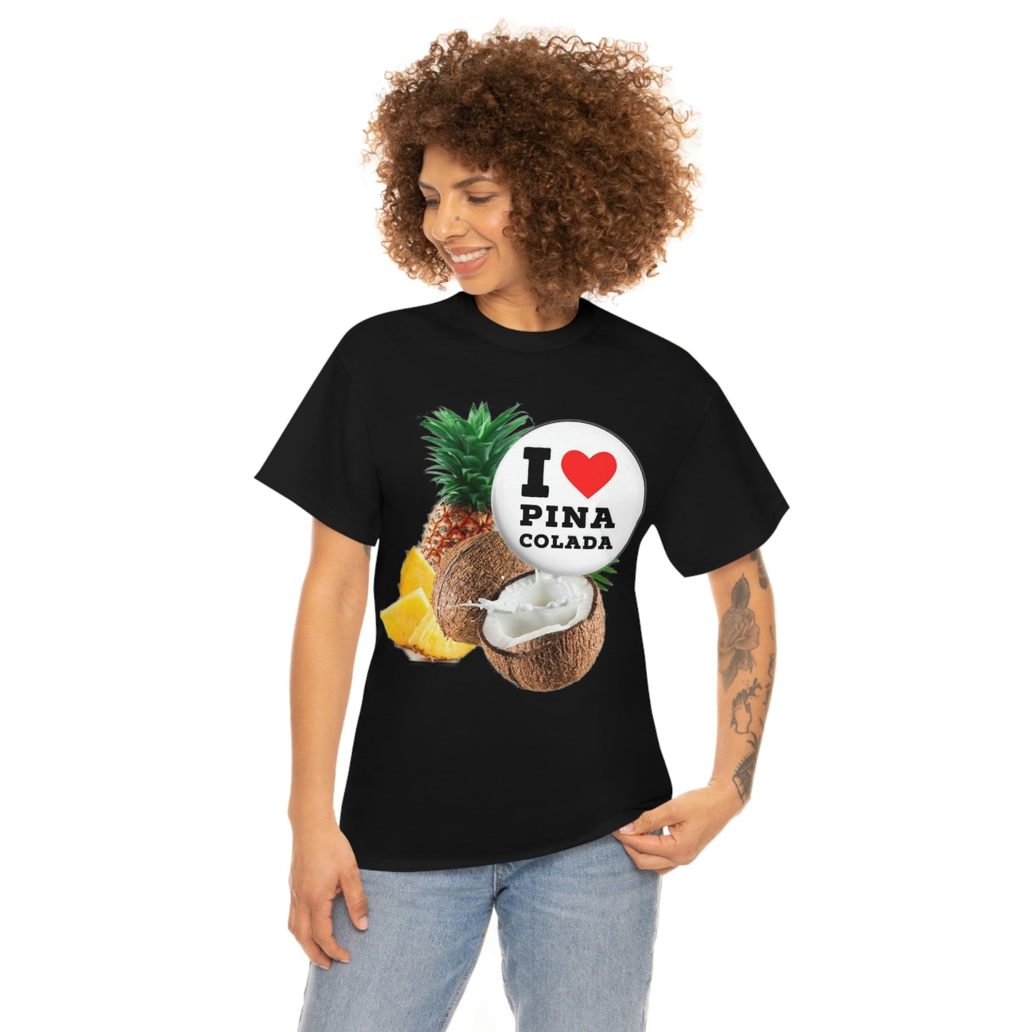 I Love Pina Colada Unisex Heavy Cotton Tee Shirt