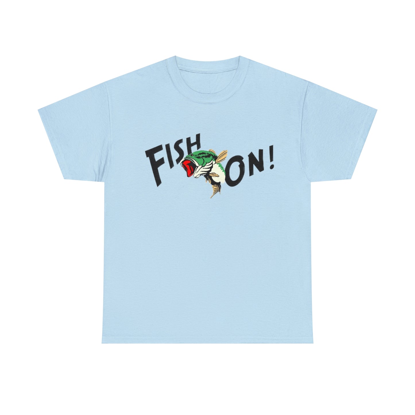 Light Blue Fish On Unisex Heavy Cotton Tee Shirt