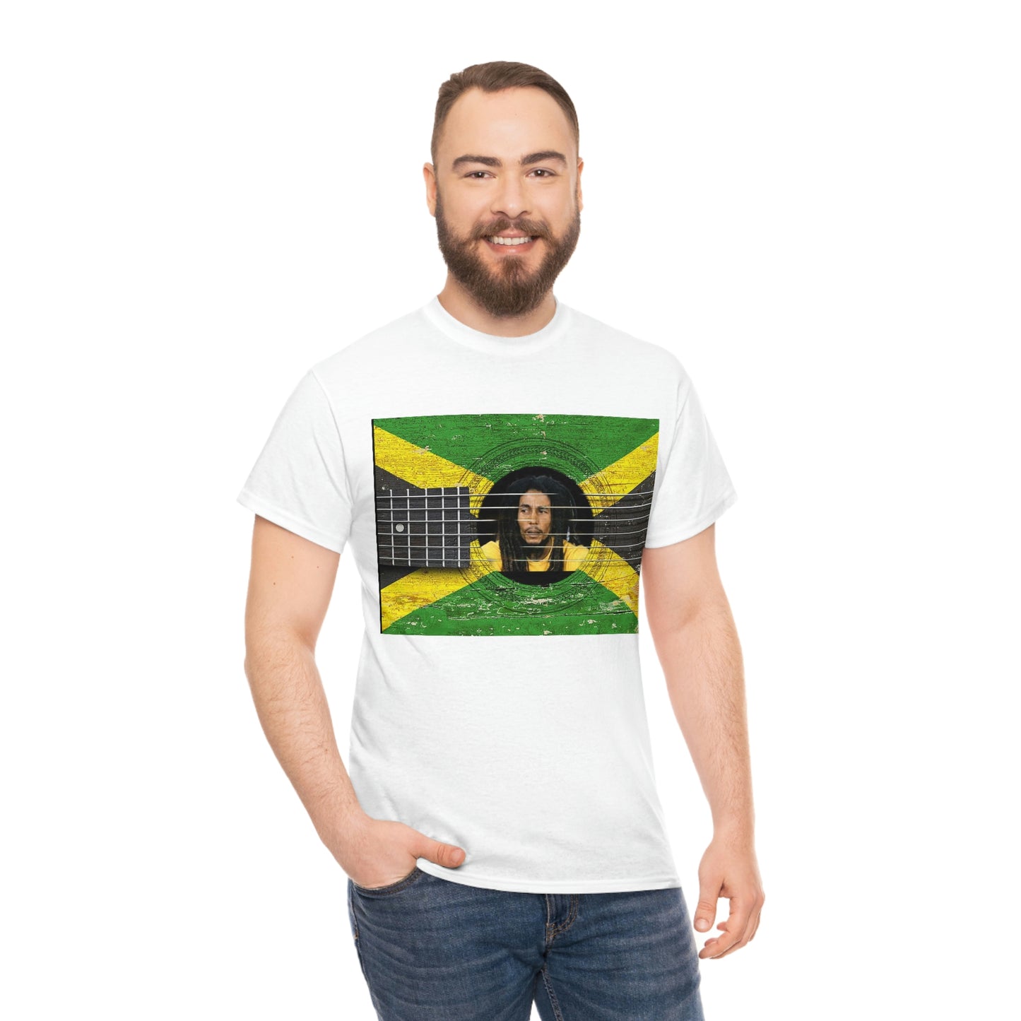 Bob Marley Reggae Guitar Unisex Heavy Cotton Tee