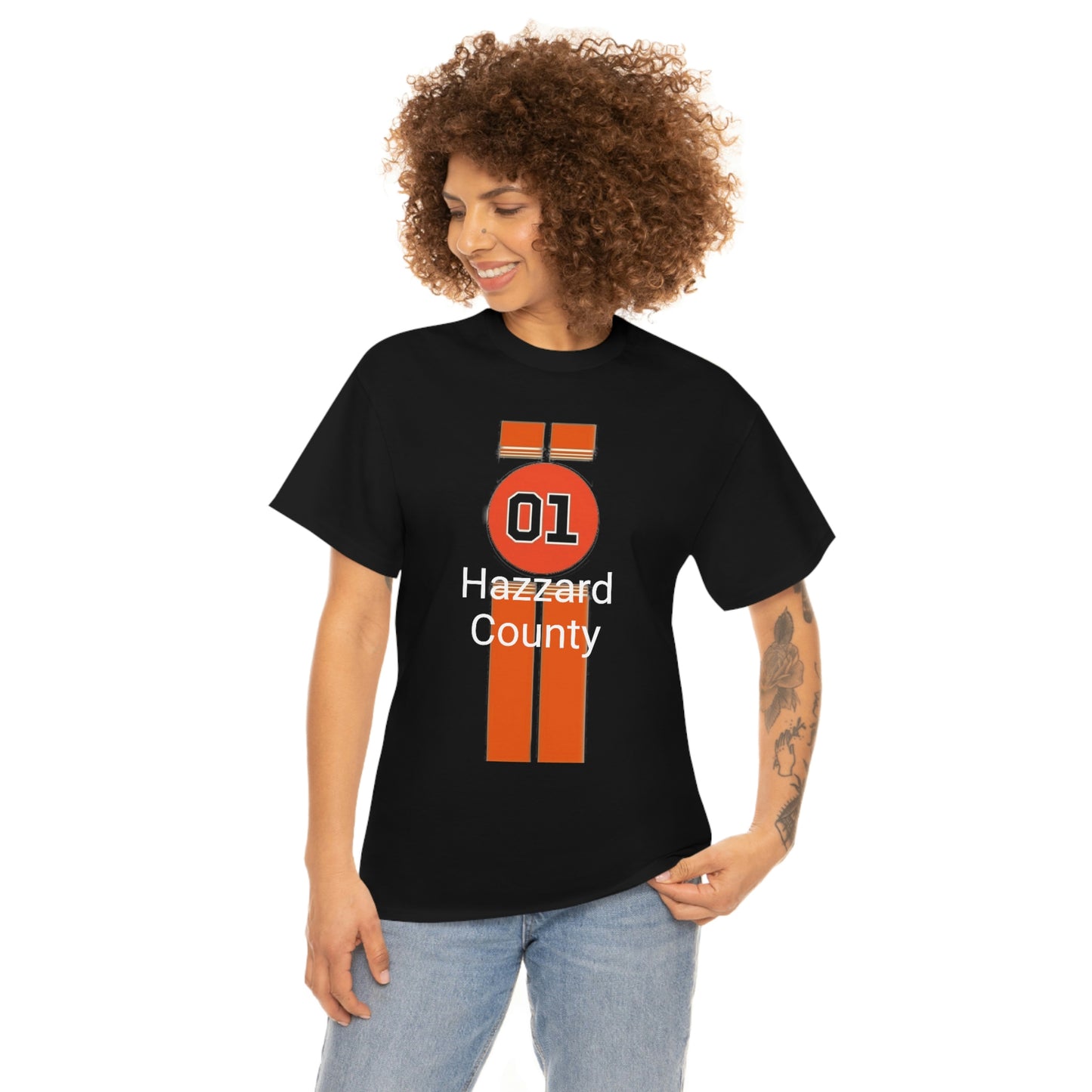 Hazzard County General Lee Racing Stripes Heavy Cotton Tee