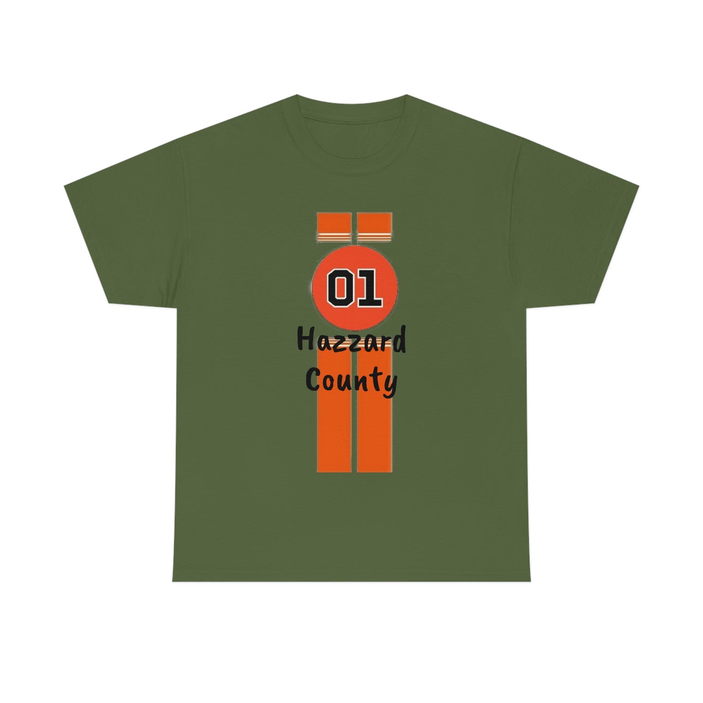 Hazzard County General Lee Racing Stripes Heavy Cotton Tee