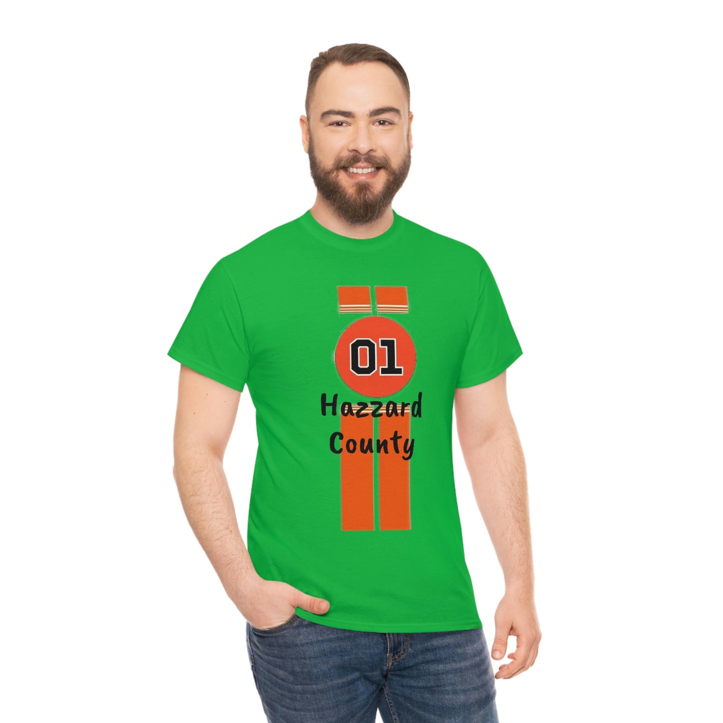Hazzard County General Lee Racing Stripes Heavy Cotton Tee