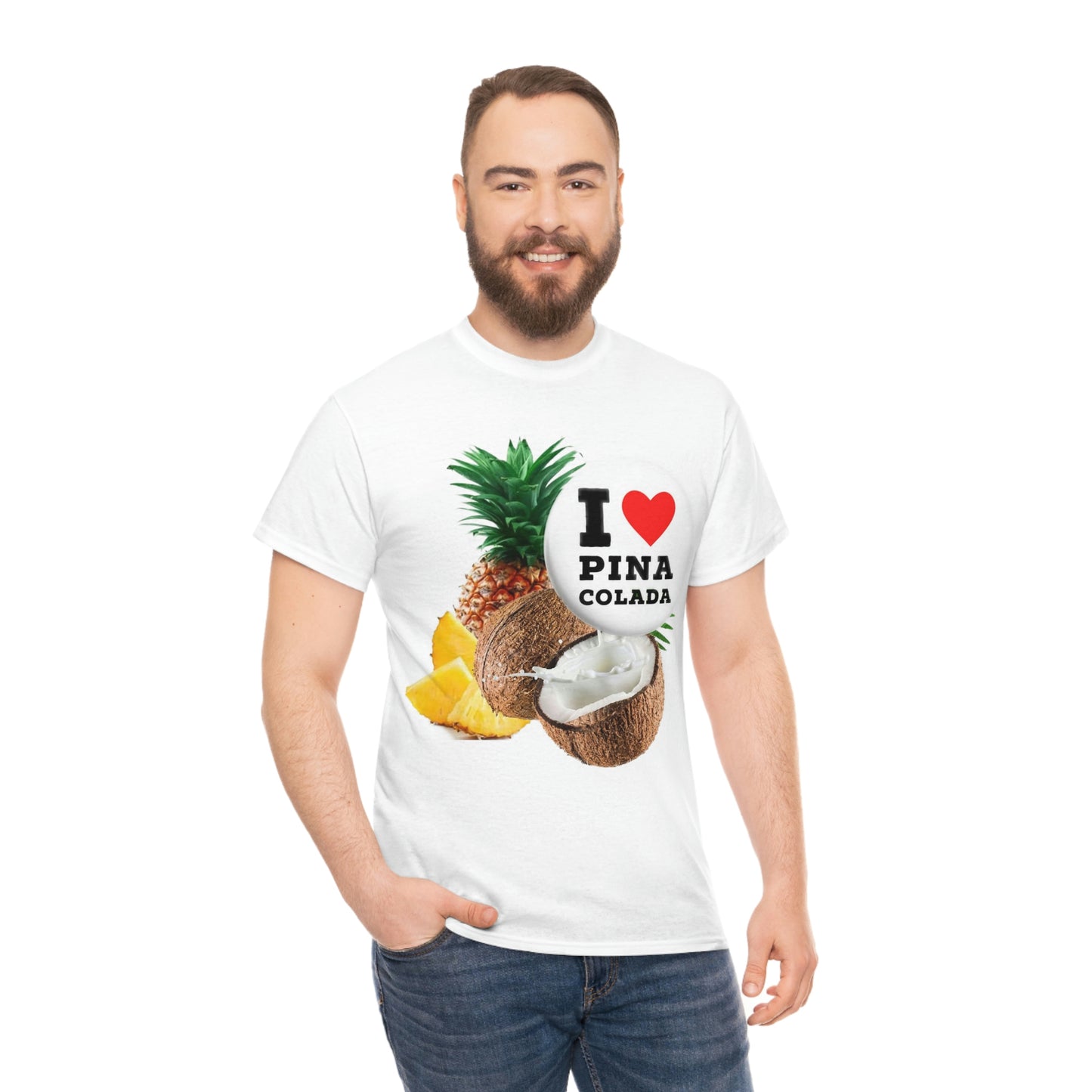 I Love Pina Colada Unisex Heavy Cotton Tee Shirt
