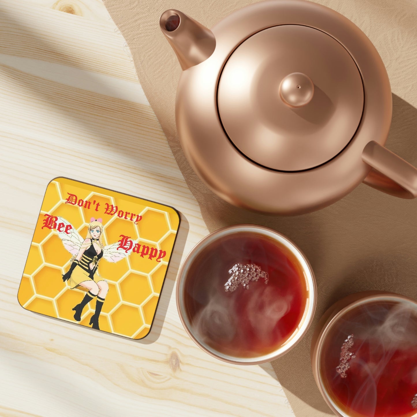 Dont Worry Bee Happy Hardboard Back Coaster