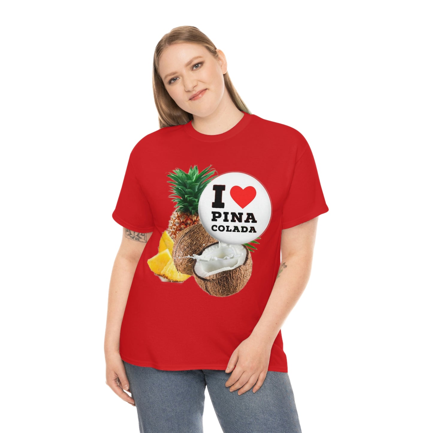 I Love Pina Colada Unisex Heavy Cotton Tee Shirt