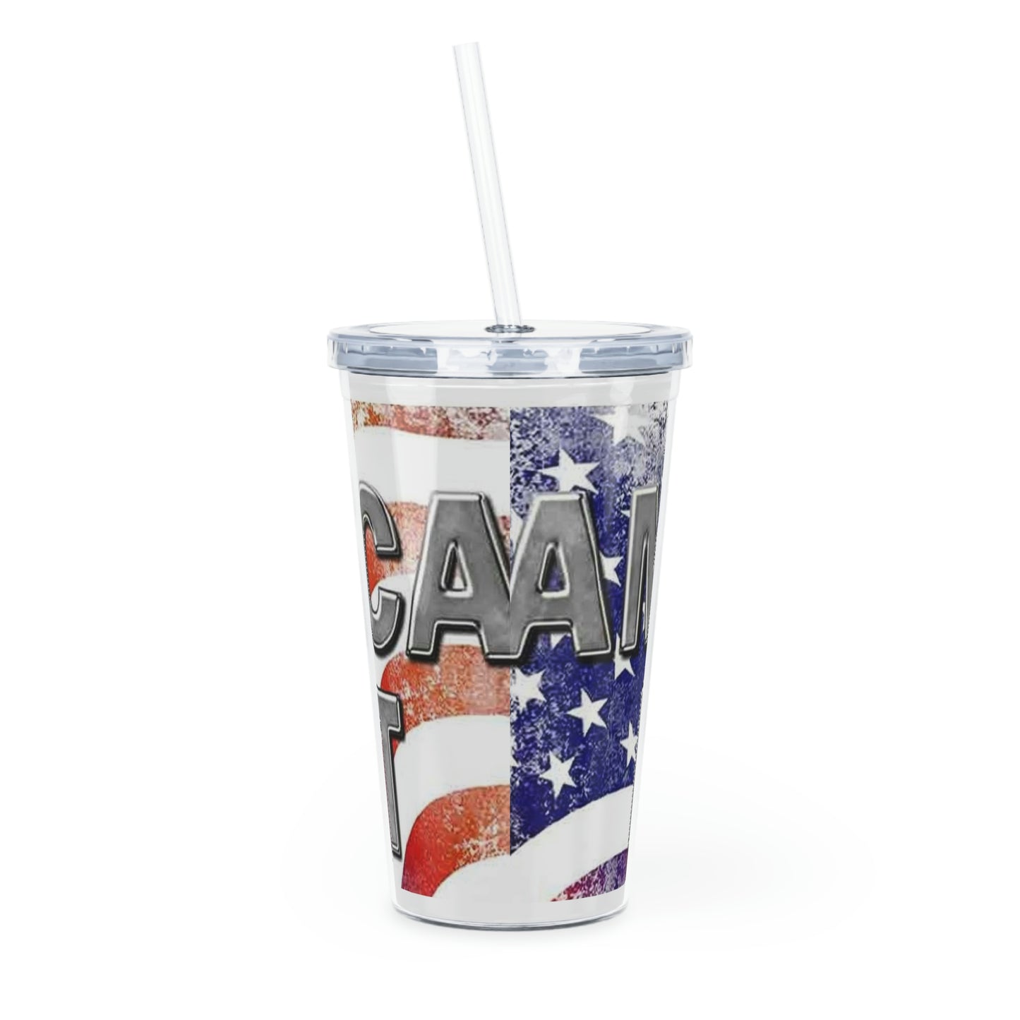 America First Plastic Tumbler with Straw