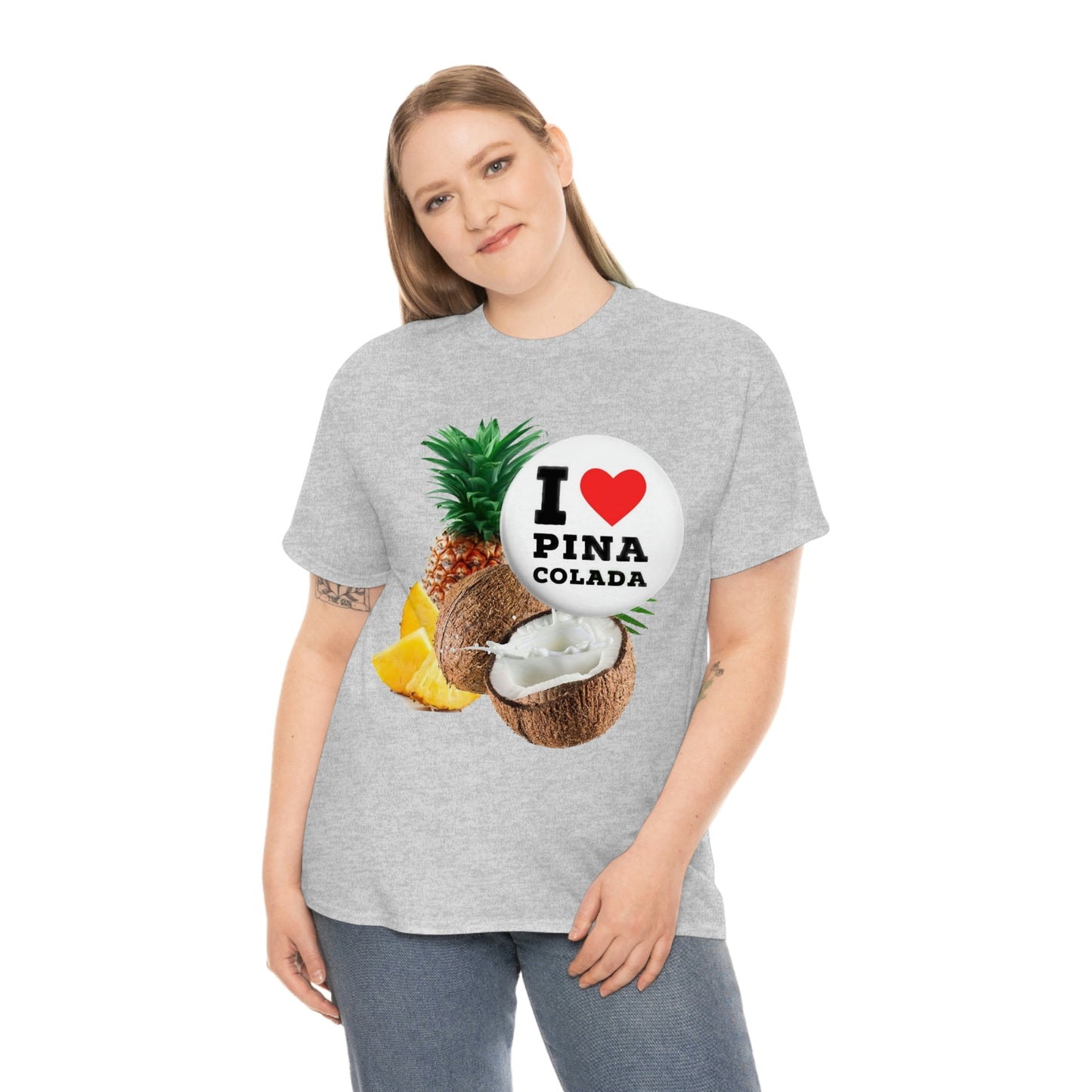 I Love Pina Colada Unisex Heavy Cotton Tee Shirt