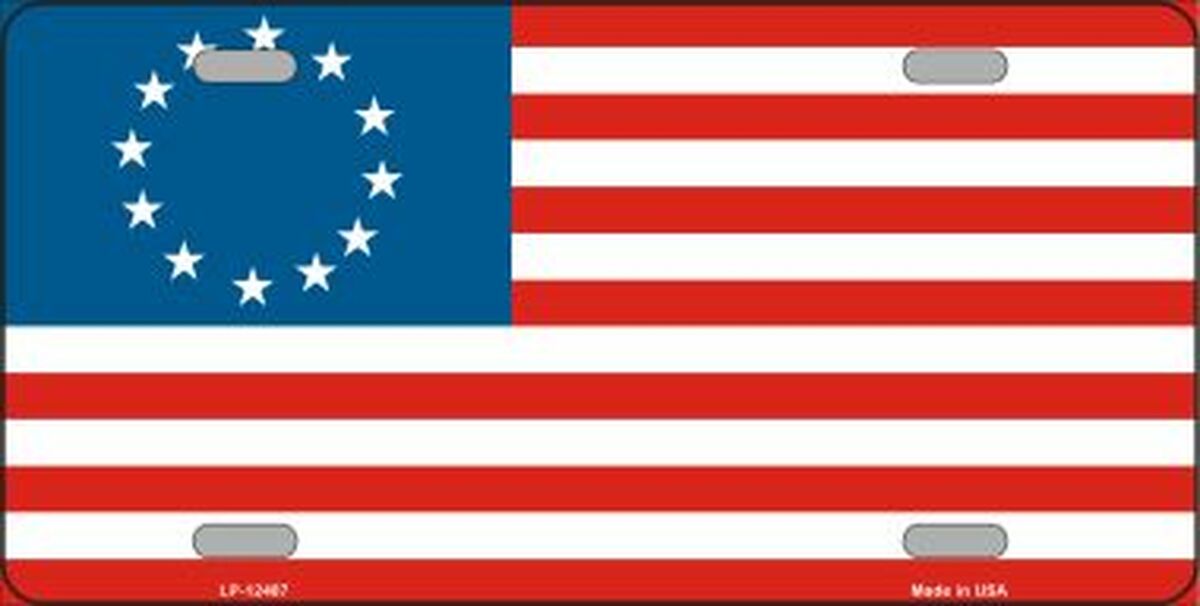 Betsy Ross American Flag Novelty Metal License Plate