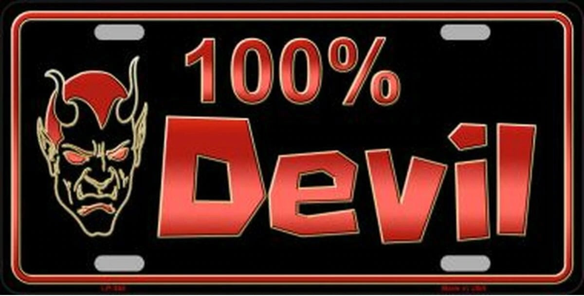 Novelty License Plate 100% Devil