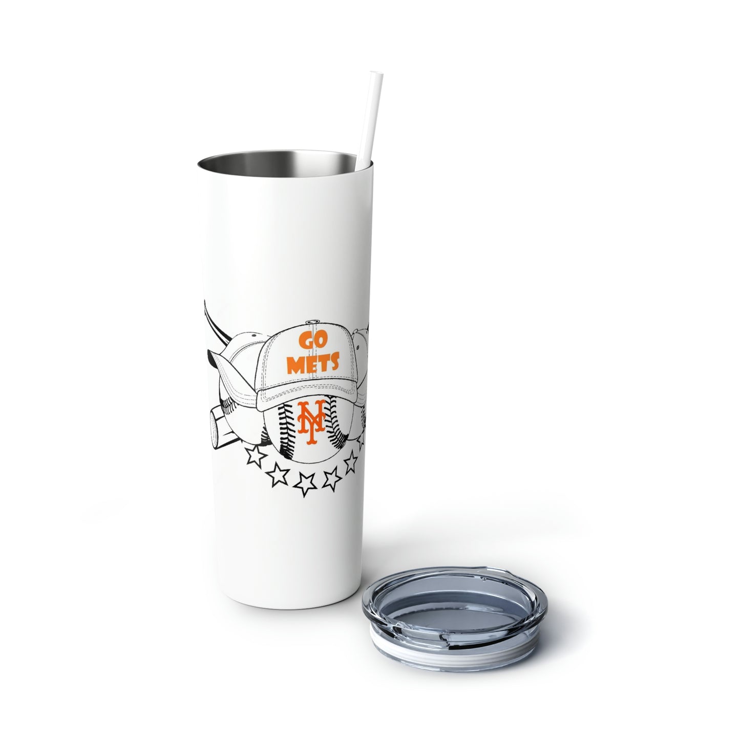 Go Mets Skinny Steel Tumbler with Straw, 20oz