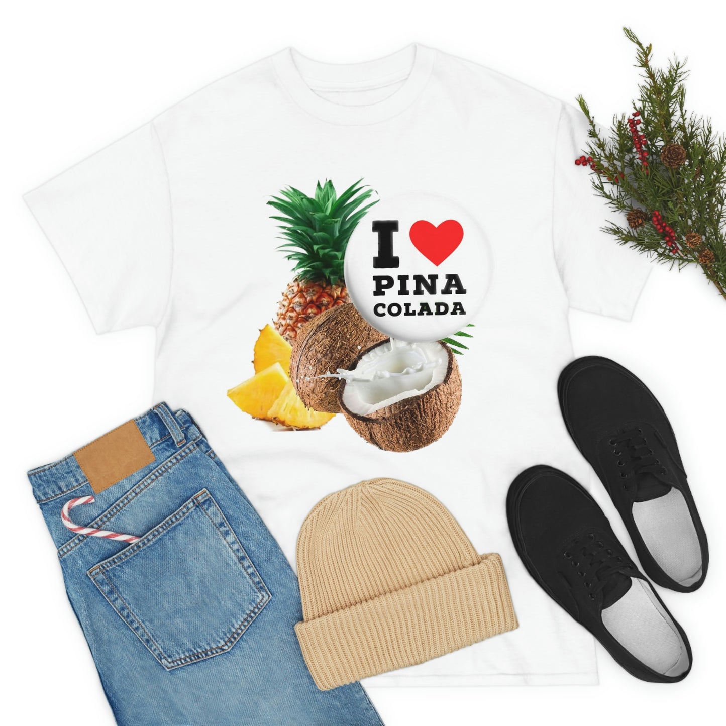 I Love Pina Colada Unisex Heavy Cotton Tee Shirt