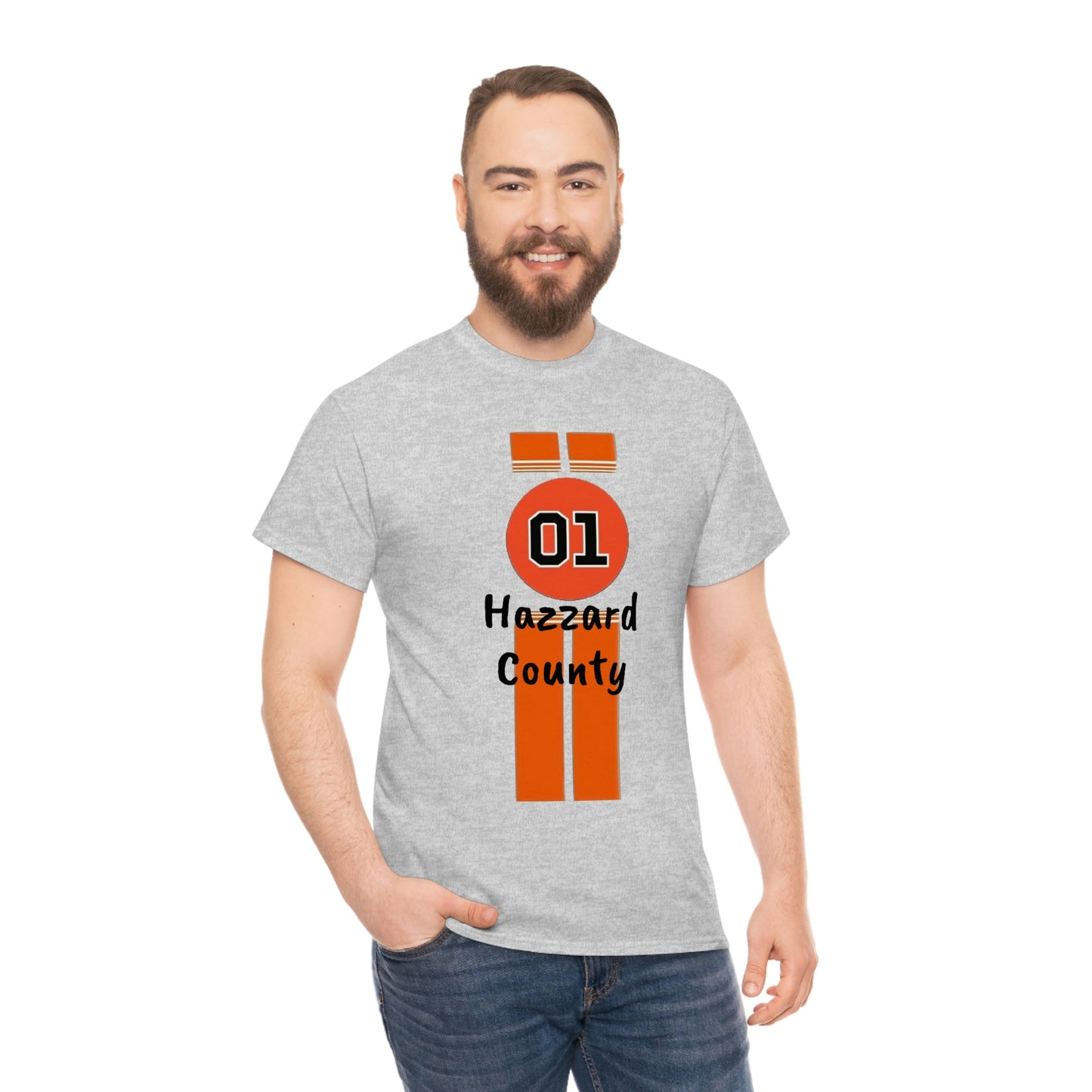 Hazzard County General Lee Racing Stripes Heavy Cotton Tee