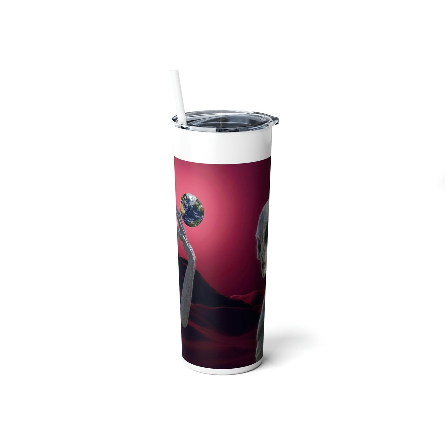 Alien Head Smack Skinny Steel Tumbler with Straw, 20oz