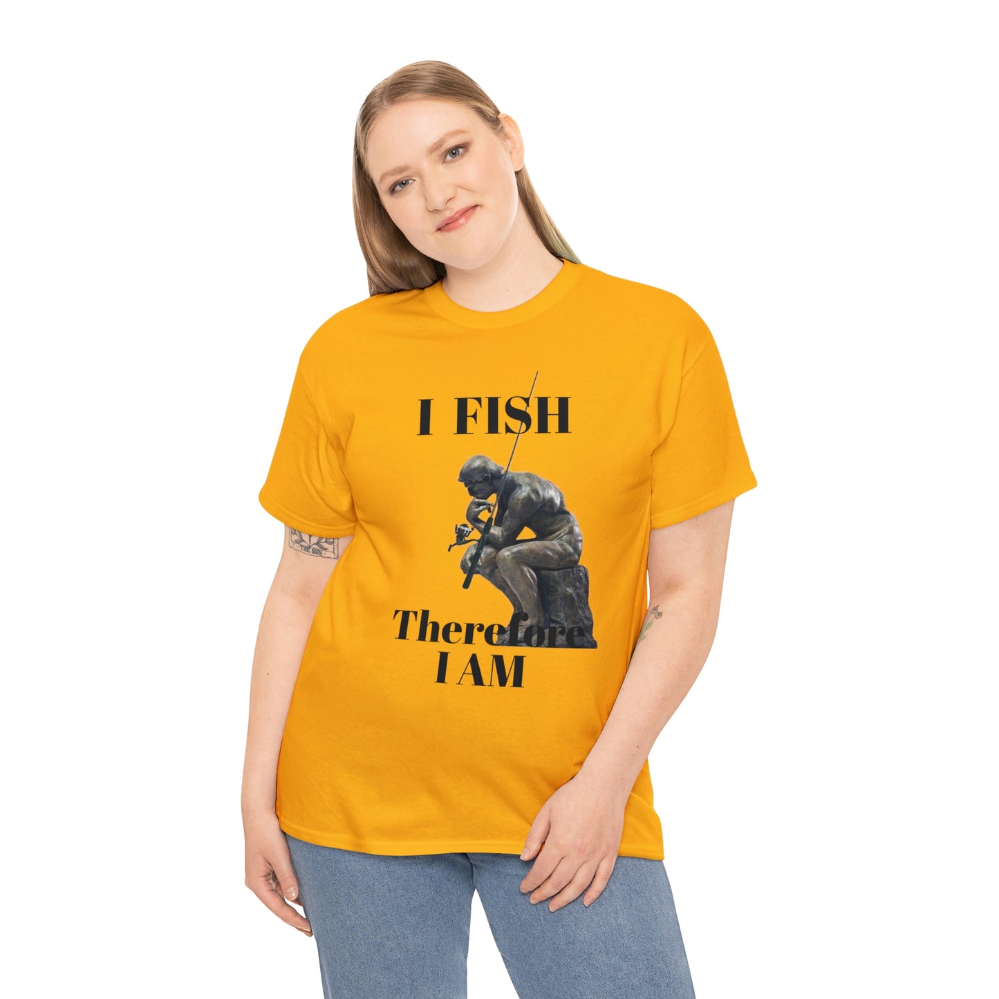 I Fish Therefore I am Unisex Heavy Cotton Tee