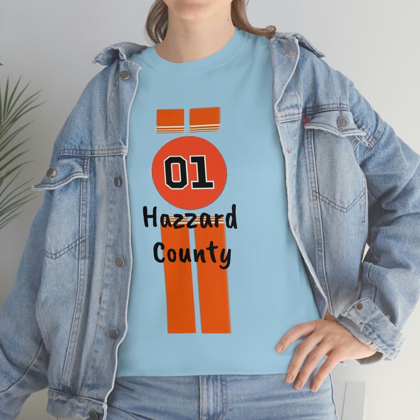 Hazzard County General Lee Racing Stripes Heavy Cotton Tee