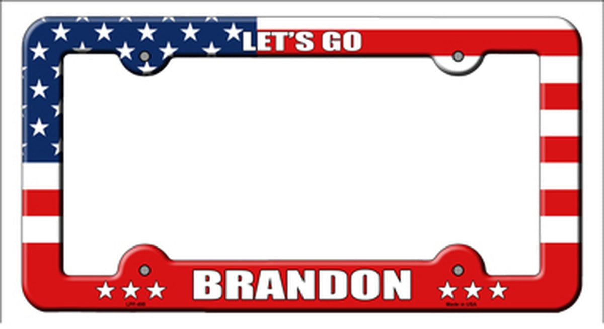 Let's Go Brandon American Flag Metal License Plate Frame