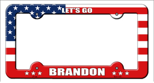 Let's Go Brandon American Flag Metal License Plate Frame