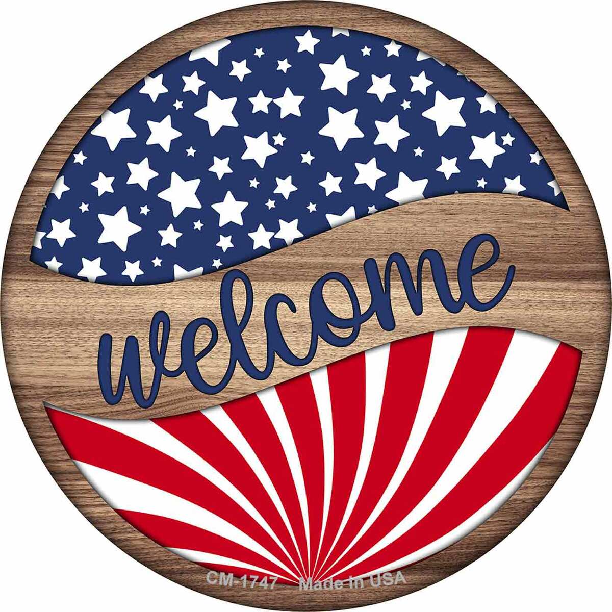 Welcome Split Stars Stripes Circular Coaster Set of 4