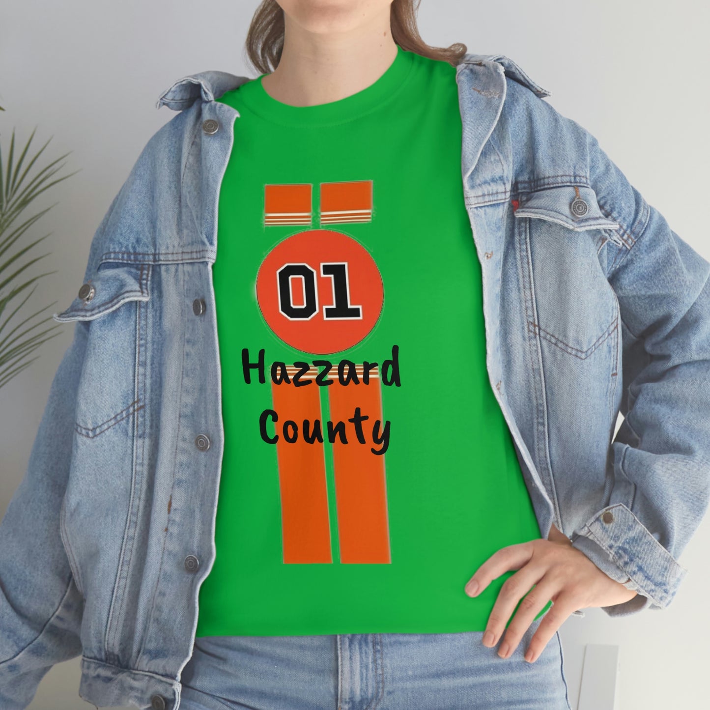 Hazzard County General Lee Racing Stripes Heavy Cotton Tee