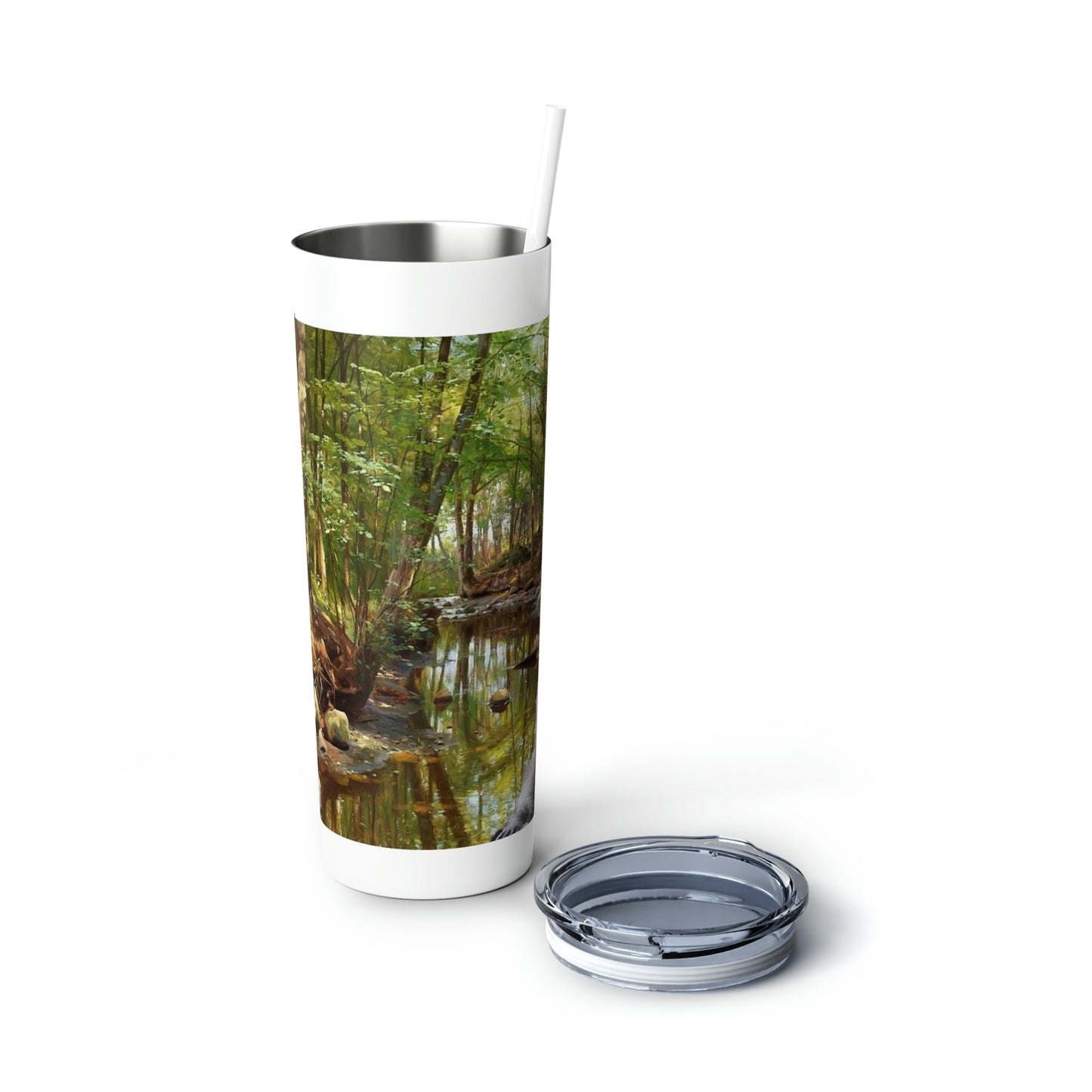 Scenic Woodlands Stream Skinny Steel Tumbler with Straw, 20oz