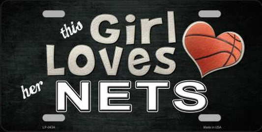 This Girl Loves Her Nets Novelty Metal License Plate