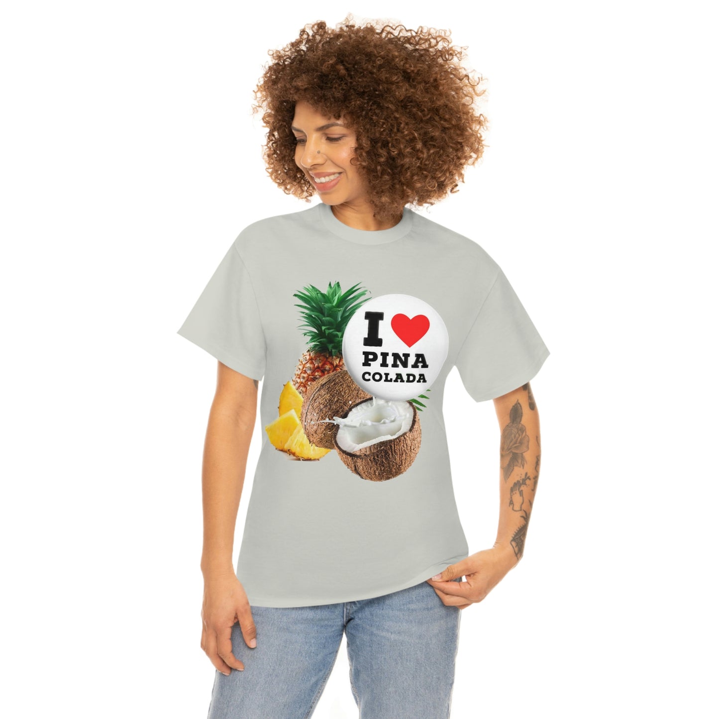 I Love Pina Colada Unisex Heavy Cotton Tee Shirt