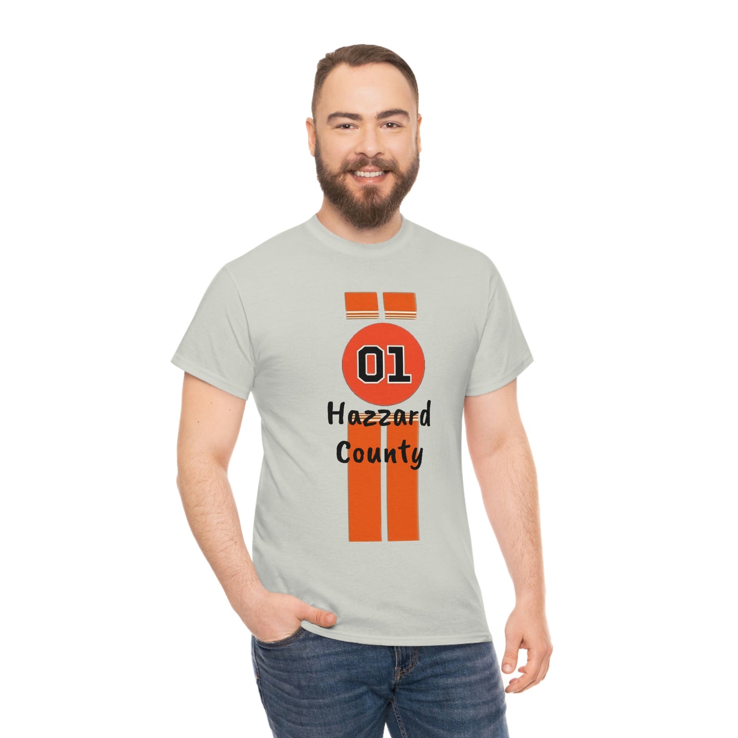 Hazzard County General Lee Racing Stripes Heavy Cotton Tee