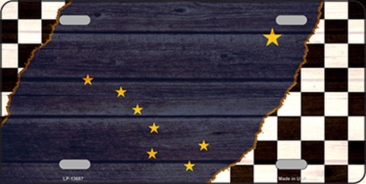 Alaska Racing Flag Novelty Metal License Plate