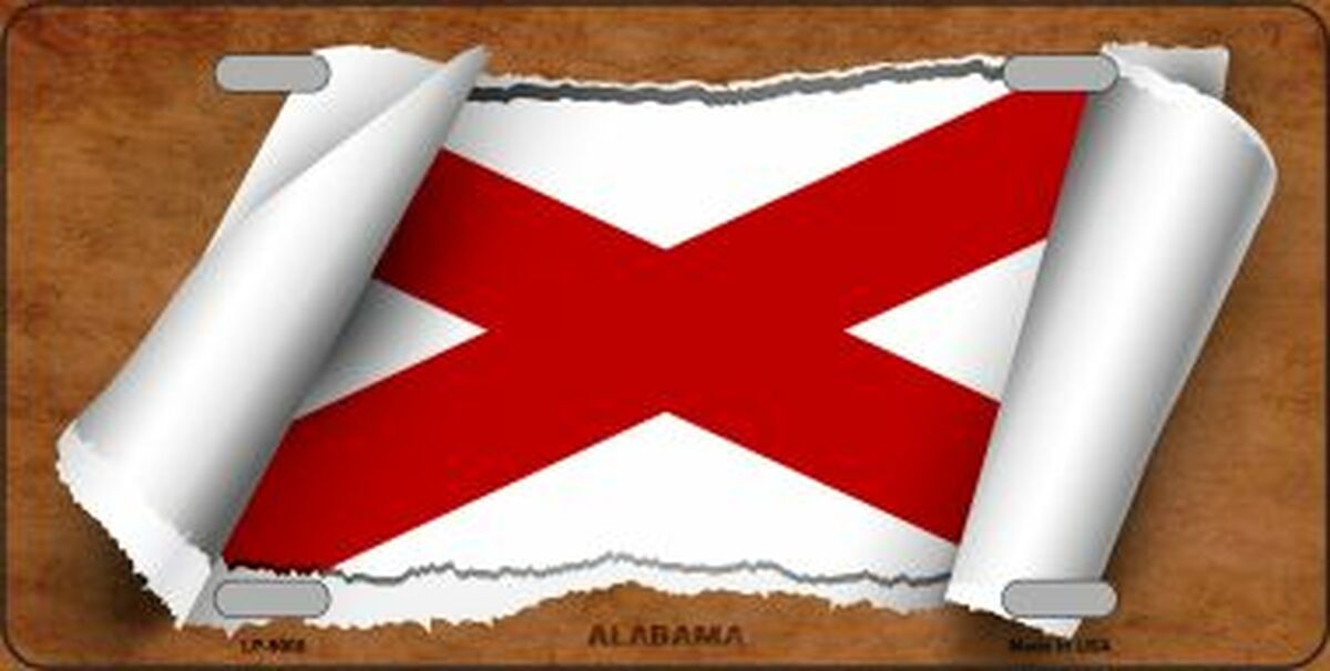 Alabama Flag Scroll Novelty Metal License Plate