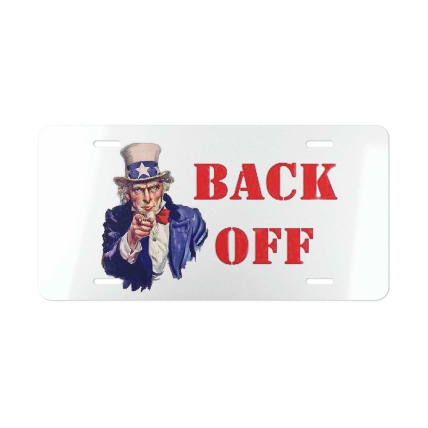 Uncle Sam - Back Off Vanity License Plate