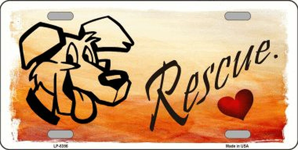 Rescue Dog Novelty Metal License Plate