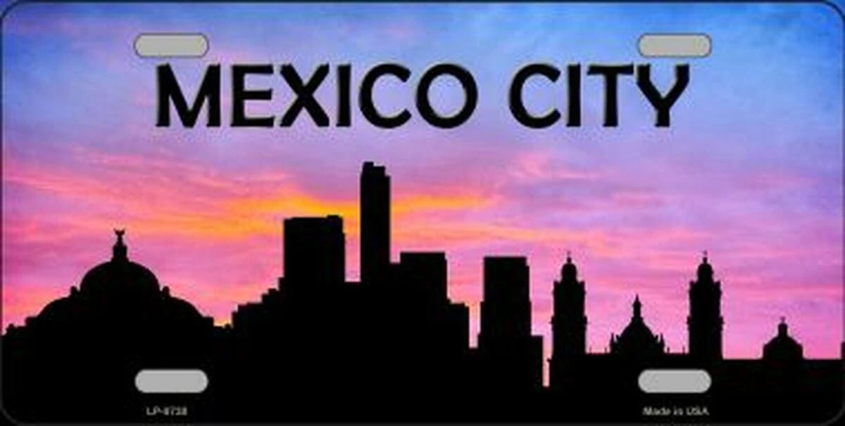 Mexico City Silhouette Novelty Metal License Plate