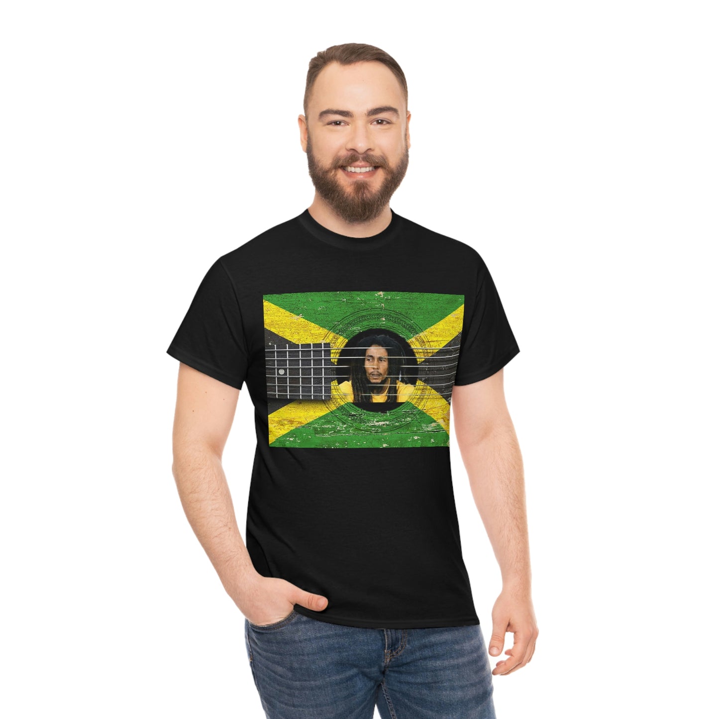Bob Marley Reggae Guitar Unisex Heavy Cotton Tee
