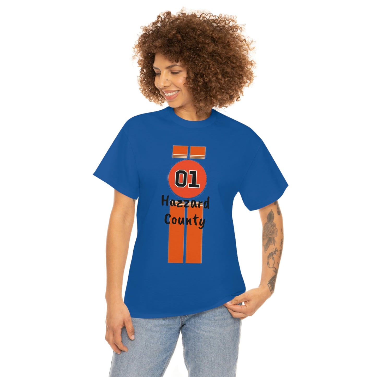 Hazzard County General Lee Racing Stripes Heavy Cotton Tee