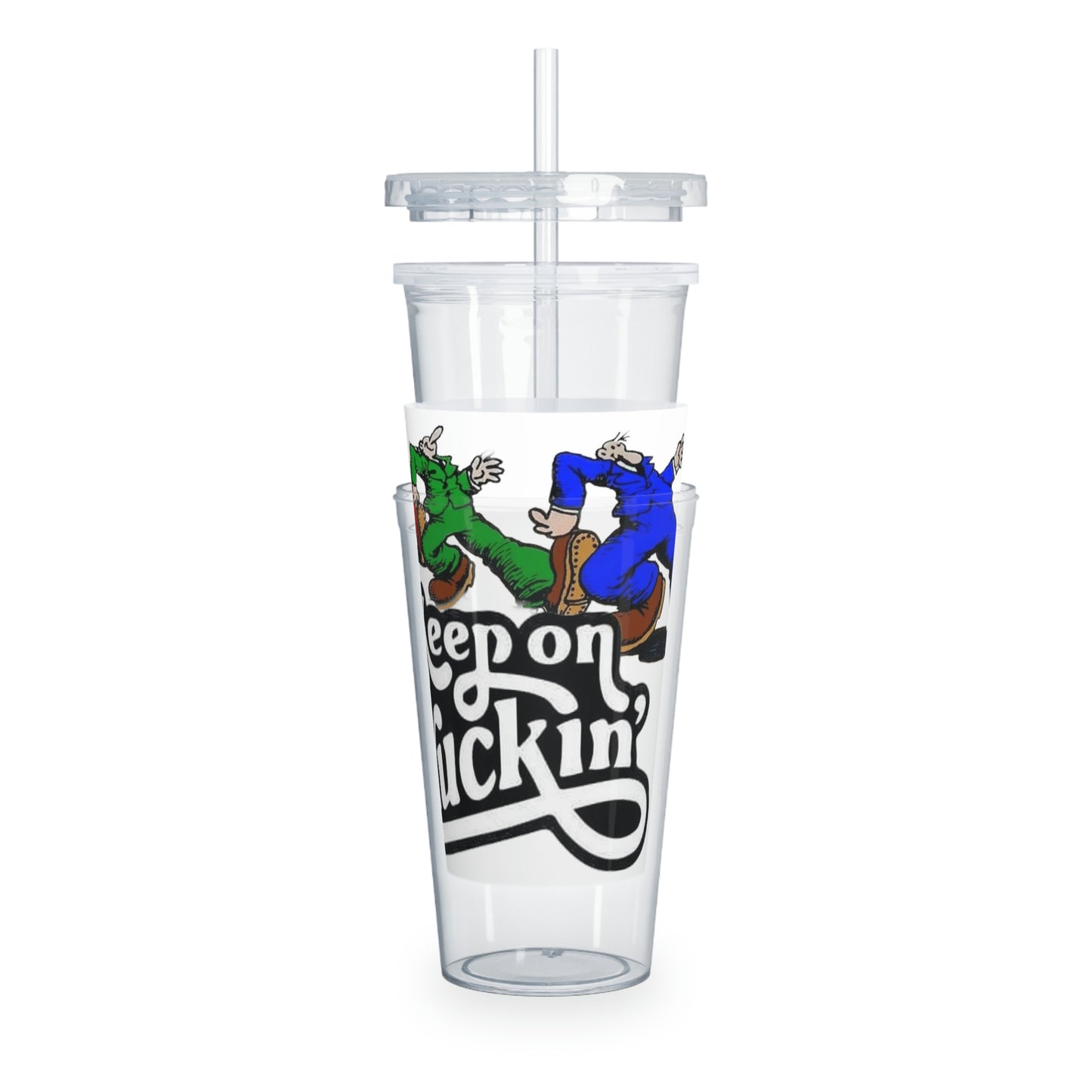 Keep On Truckin Plastic Tumbler with Straw