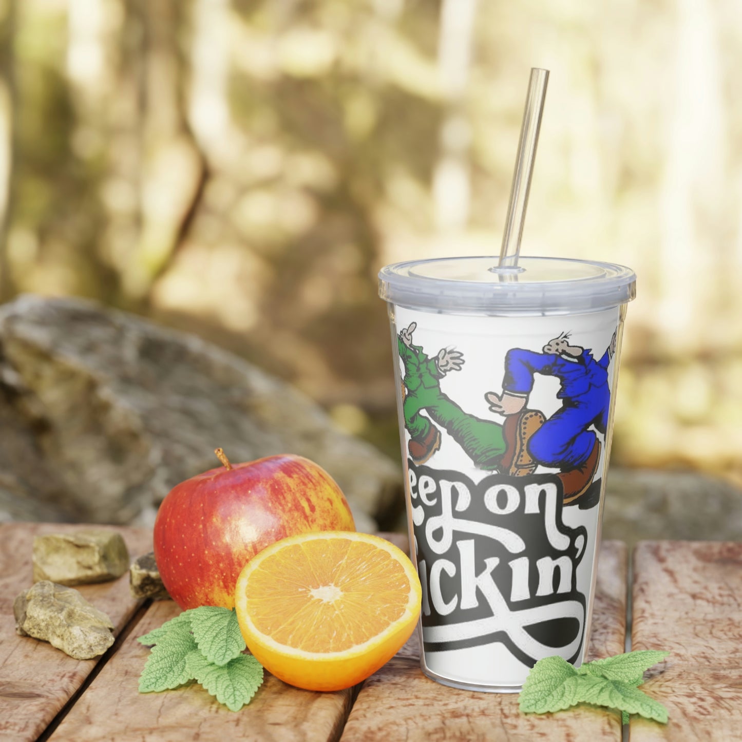 Keep On Truckin Plastic Tumbler with Straw