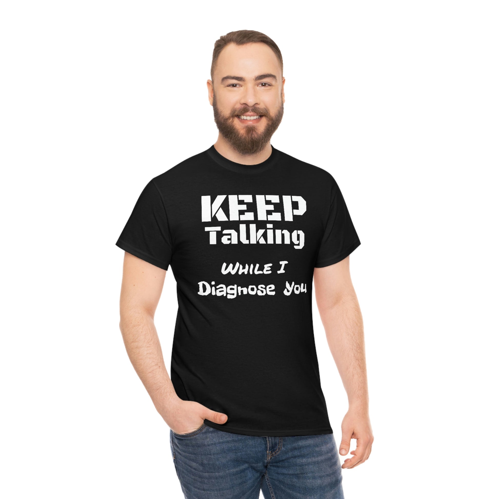 Keep Talking Unisex Heavy Cotton Tee In Black