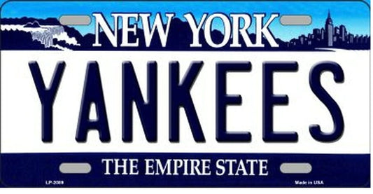 Yankees NY State Novelty Metal Motorcycle License Plate