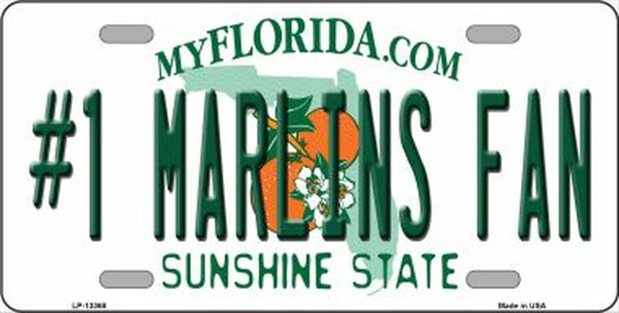 Number 1 Marlins Fan Metal Novelty License Plate