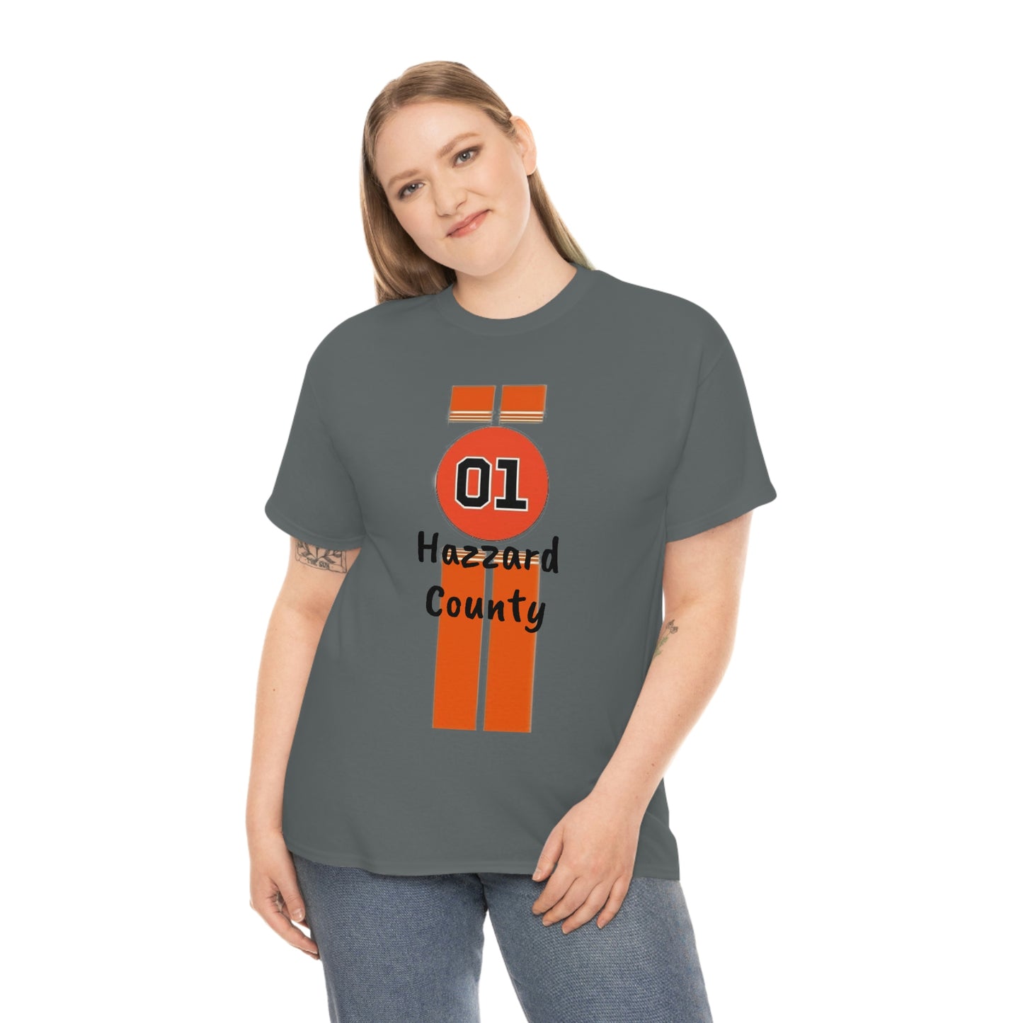 Hazzard County General Lee Racing Stripes Heavy Cotton Tee