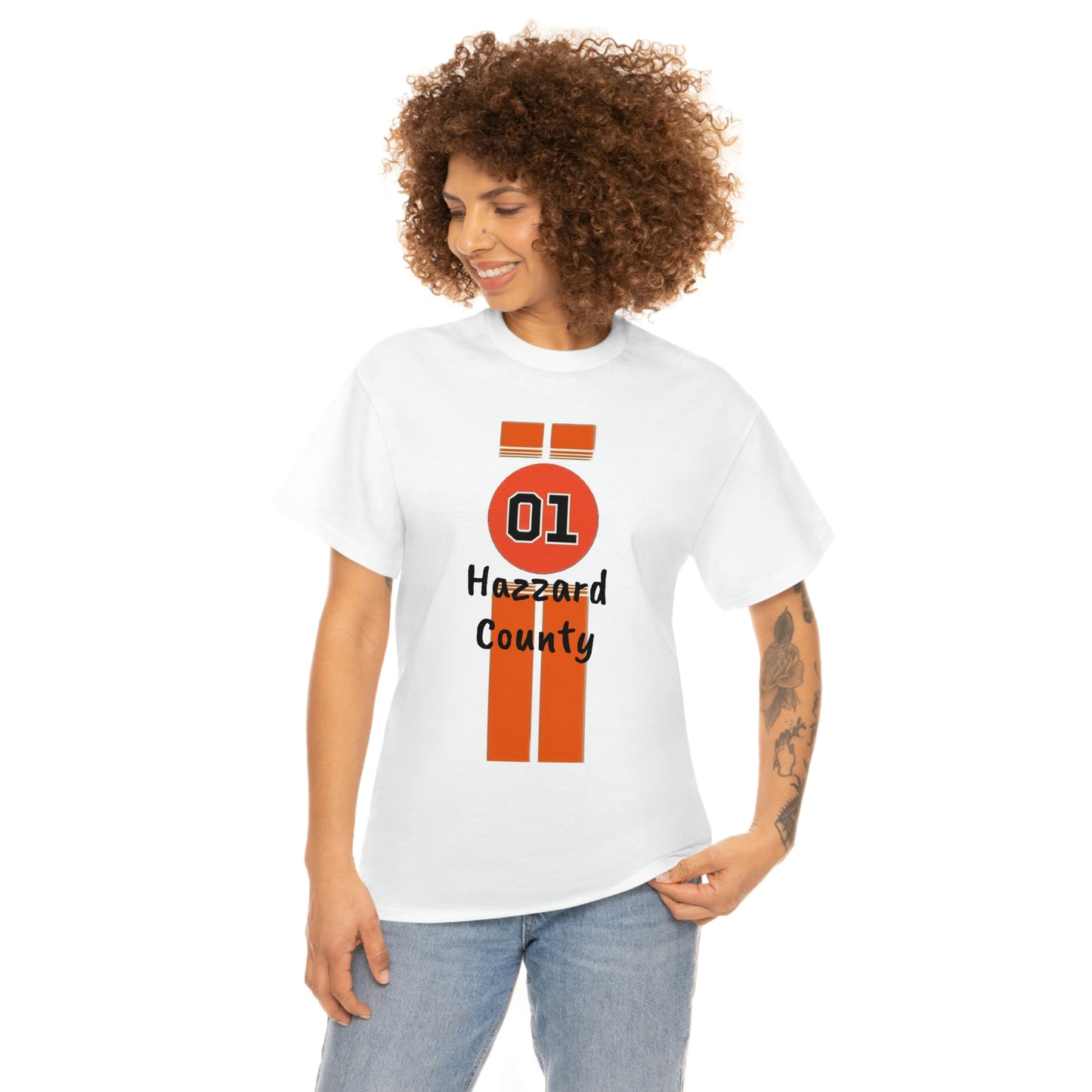 Hazzard County General Lee Racing Stripes Heavy Cotton Tee