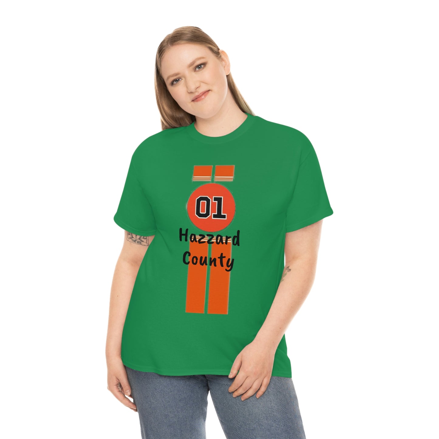 Hazzard County General Lee Racing Stripes Heavy Cotton Tee