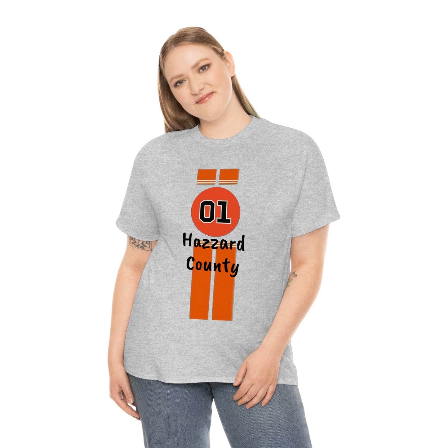 Hazzard County General Lee Racing Stripes Heavy Cotton Tee