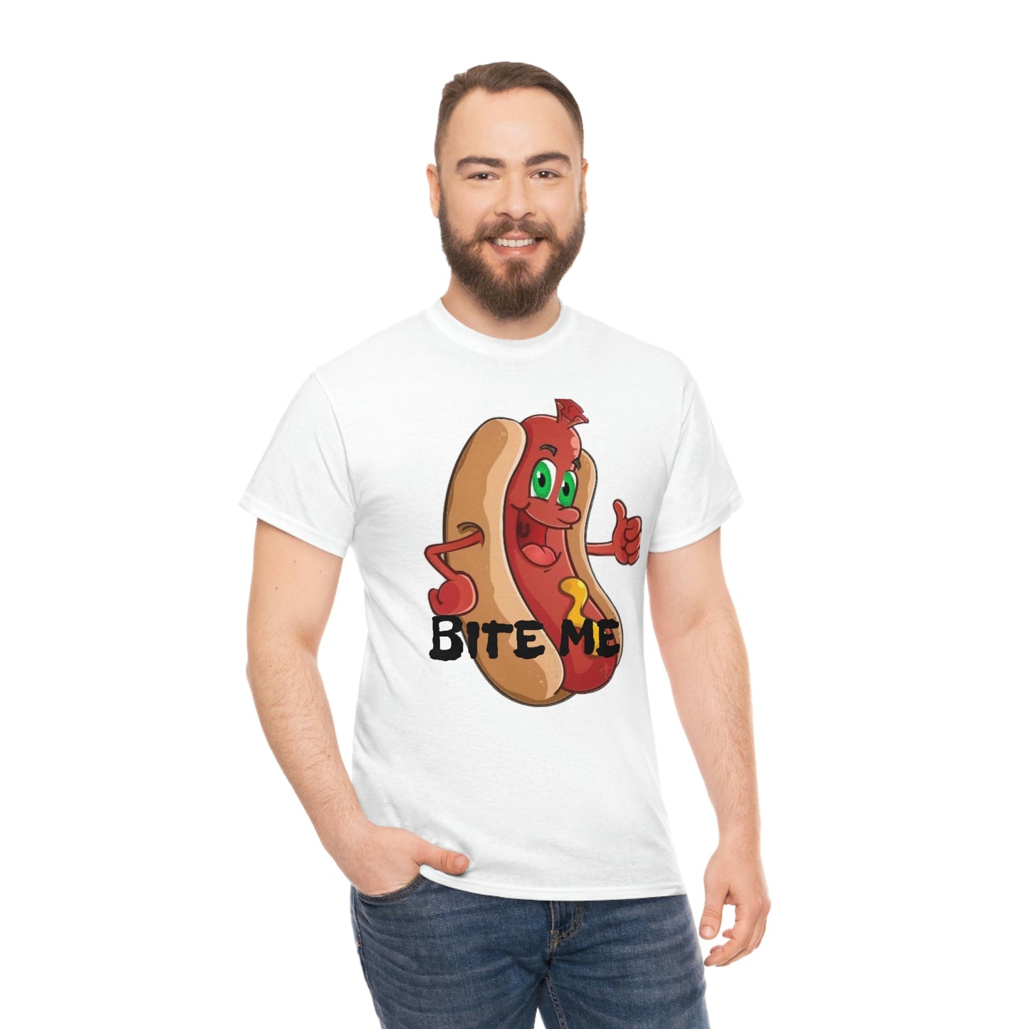 Bite Me Unisex Heavy Cotton Tee Male Model