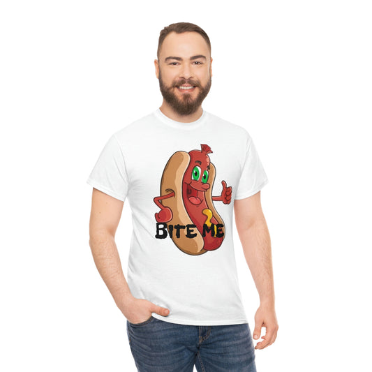 Bite Me Unisex Heavy Cotton Tee Male Model