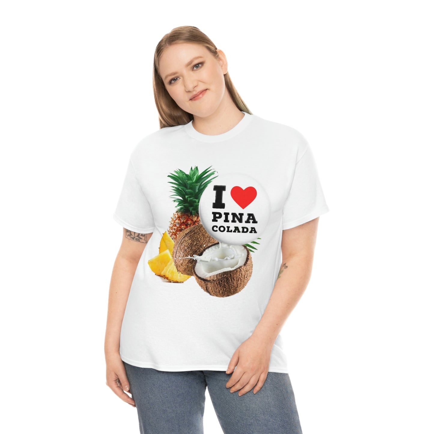 I Love Pina Colada Unisex Heavy Cotton Tee Shirt